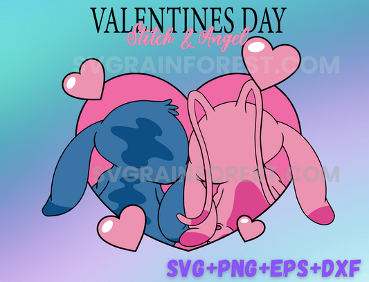 Angel Stitch Kiss Valentine SVG png, You Are My Valentine Svg, Valentines Day Svg, My Valentine Svg, Stitch Svg, Stitch Love Svg