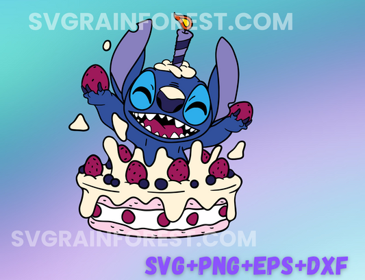 STITCH Purple Birthday Cake svg,  Its My Birthday SVG Png, Happy Birthday svg png, Family Vacation Png, Magical Kingdom images bundle