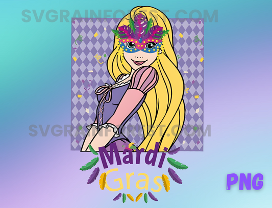 Princess Rapunzel Mardi Gras New Orleans Mardi Gras Carnival png, Rapunzel Sublimation Design, New Orleans Festival png download