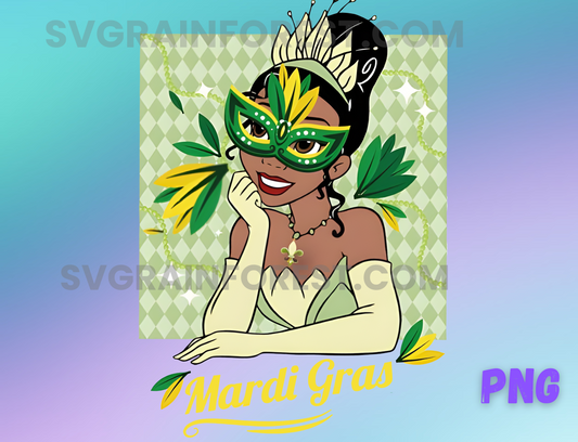 Princess Tiana Mardi Gras New Orleans Mardi Gras Carnival png, Tiana Sublimation Design, New Orleans Festival png download