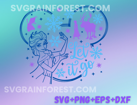 Princess Elsa Anna Let it Go Svg Frozen Svg, Christmas princess png, Christmas Character, Holiday Files For Sublimation images bundle