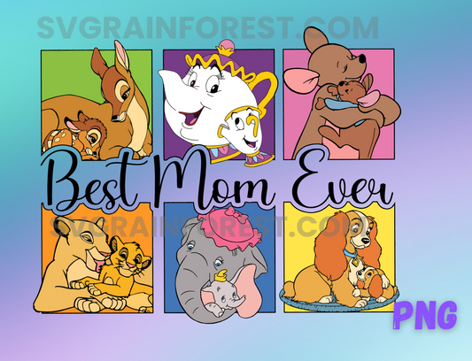 Best Mom Ever Png, Best Mom Ever, Mother's Day Png, Bami Nala Dumbo Lady Mom Png, Mama Png, Mouse Mother's Day Png