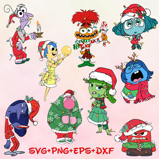 Inside Out Christmas Emotions Friends Svg Bundle, Merry Christmas Svg,Family Christmas Svg,Mental Health Matters Svg images bundle